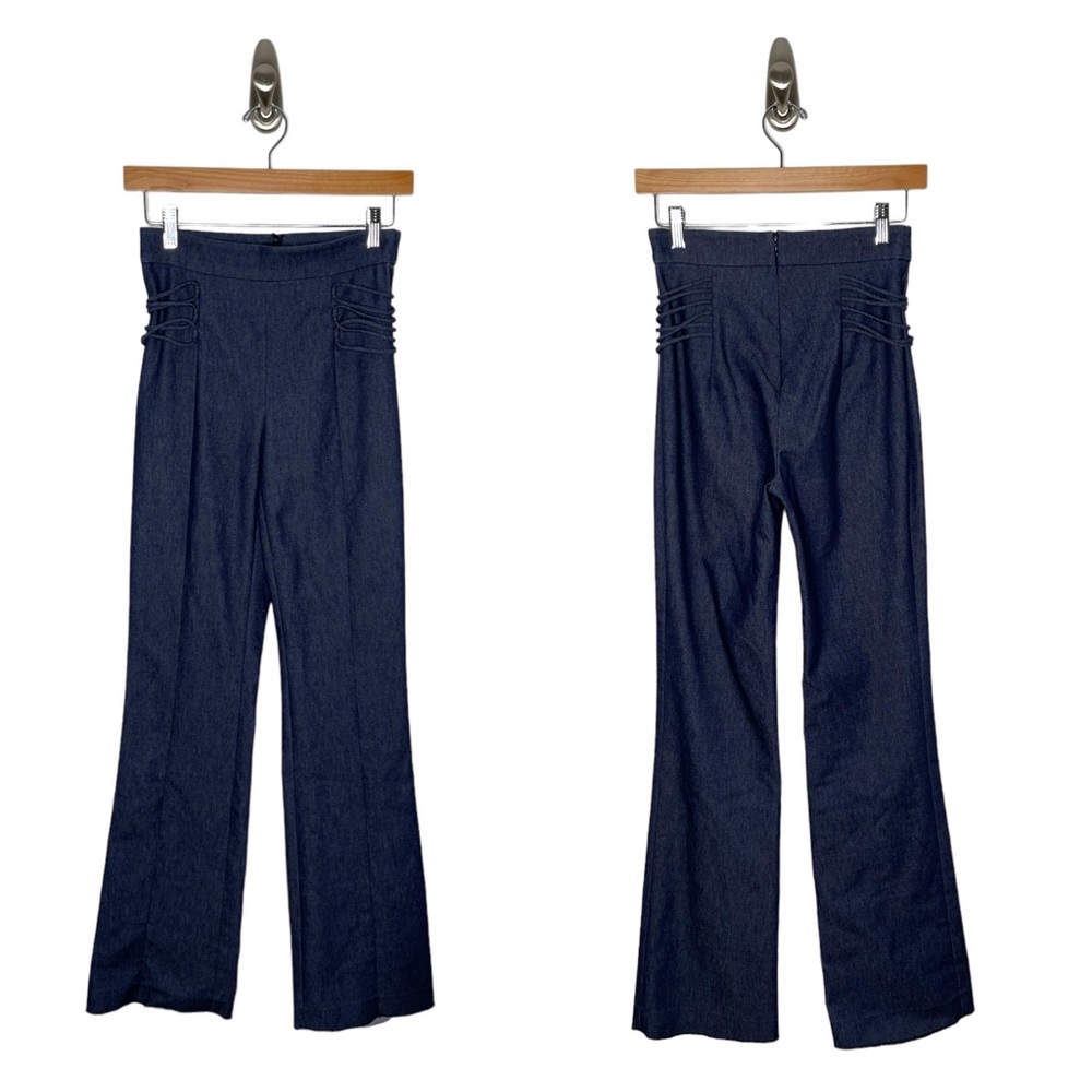 Cushnie et Ochs | Lace Up Wide Leg Denim Trousers 0